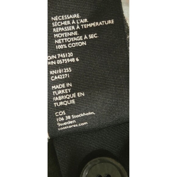 COS Button Up Cotton Shirt  Light Jacket Womens 12 Green Abstract Print Pockets - Picture 10 of 10